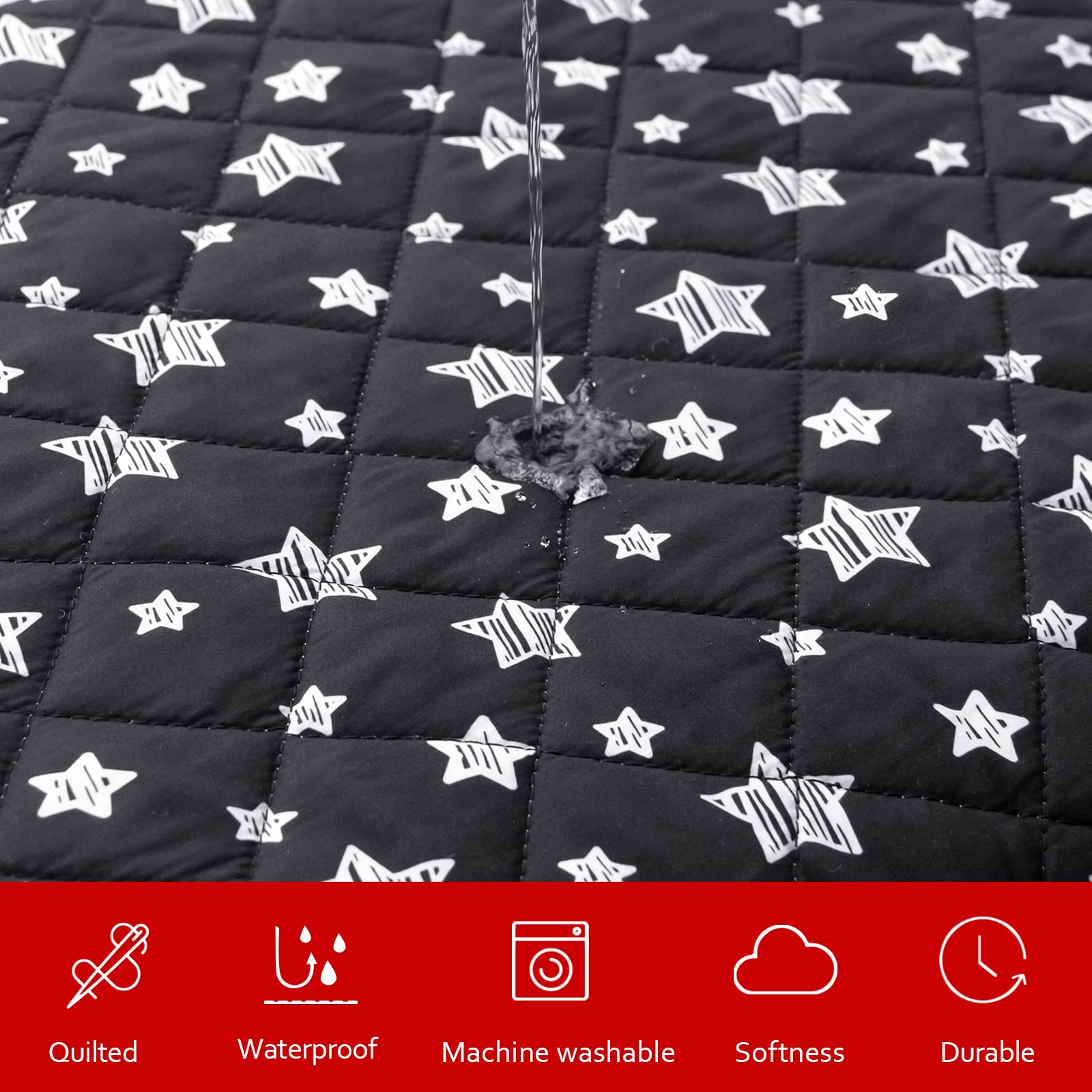 Moonsea quilted soft-top star print adds plush comfort for pets.