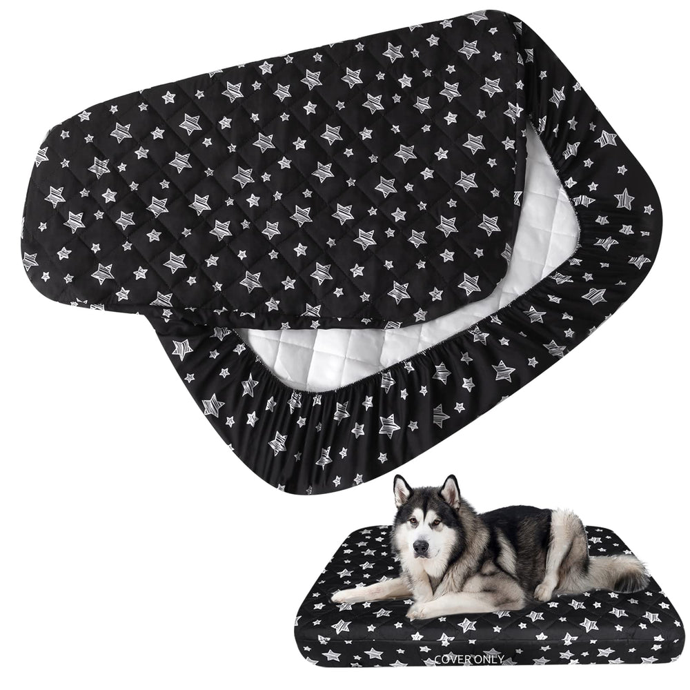 Moonsea waterproof dog bed cover with star print, front view, protects against spills.