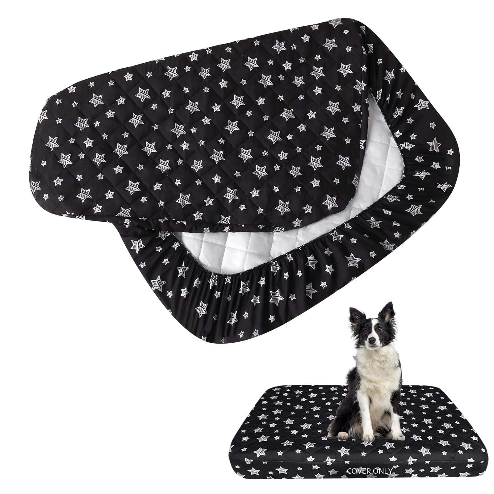 Moonsea waterproof dog bed cover with star print for 29x41 inch beds, protects from spills.