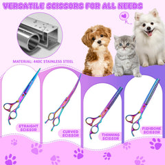 Moontay 7-inch chunkers for controlled thinning in dense fur.