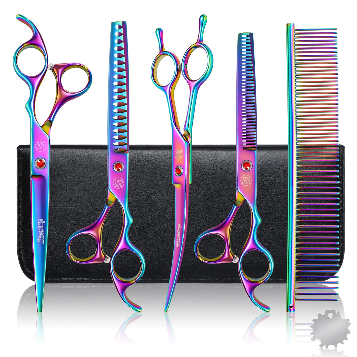 Moontay 7-inch curved grooming scissors for precise trimming around ears.