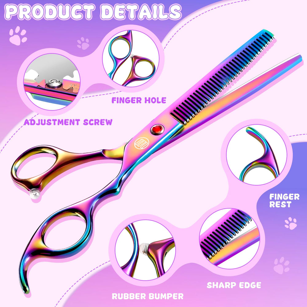 Moontay 7-inch straight scissors for long-hair cleanup on the body.