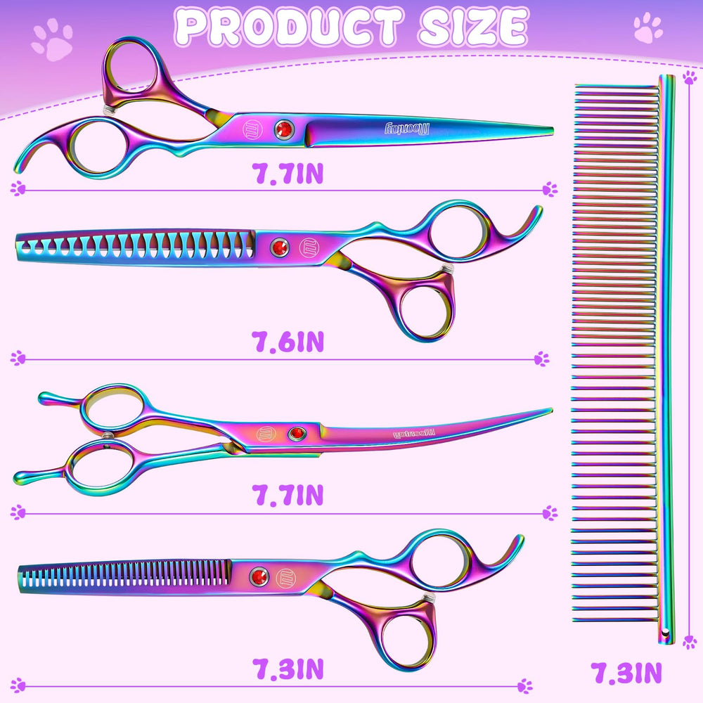 Moontay 8-inch curved scissors for larger coverage and smooth curves.