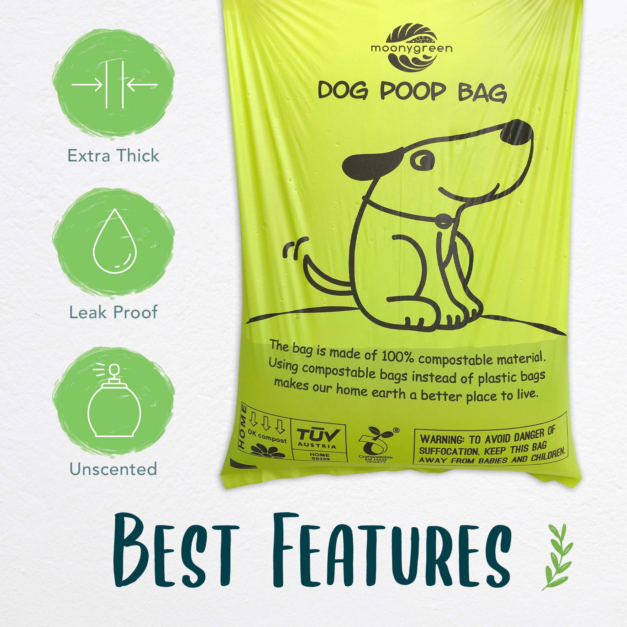 moonygreen 9x13 inches bags provide ample capacity for larger dogs