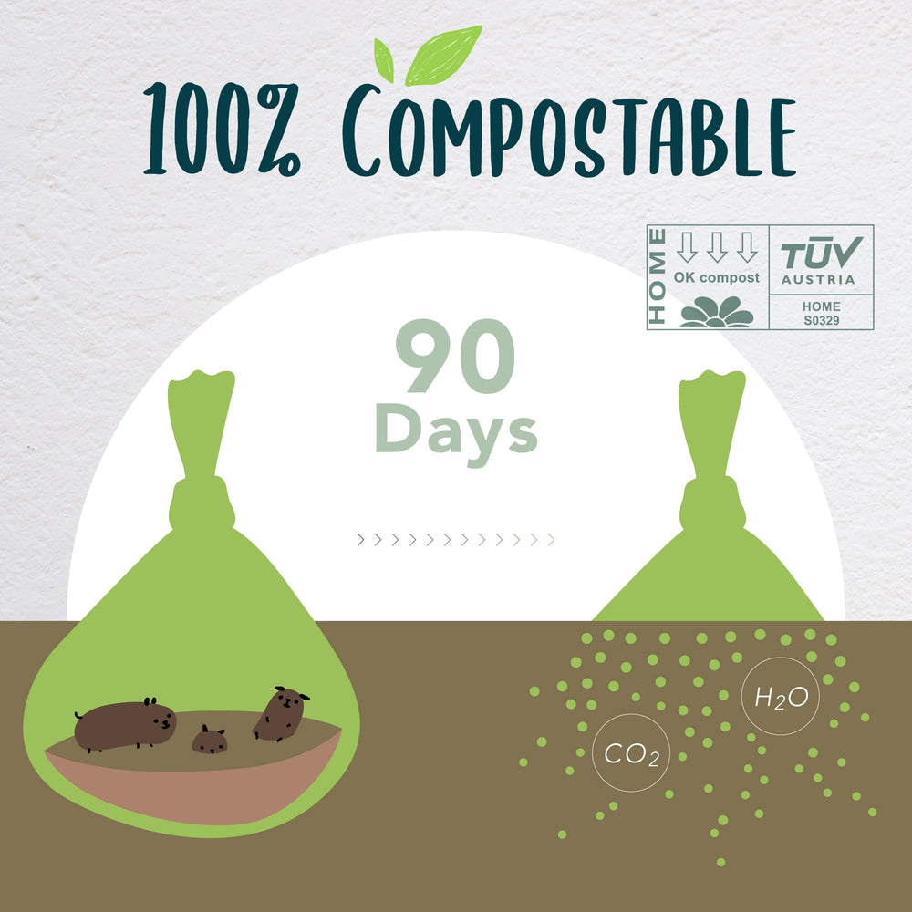 Moonygreen compostable poop bags suitable for home composting and eco-friendly waste management.