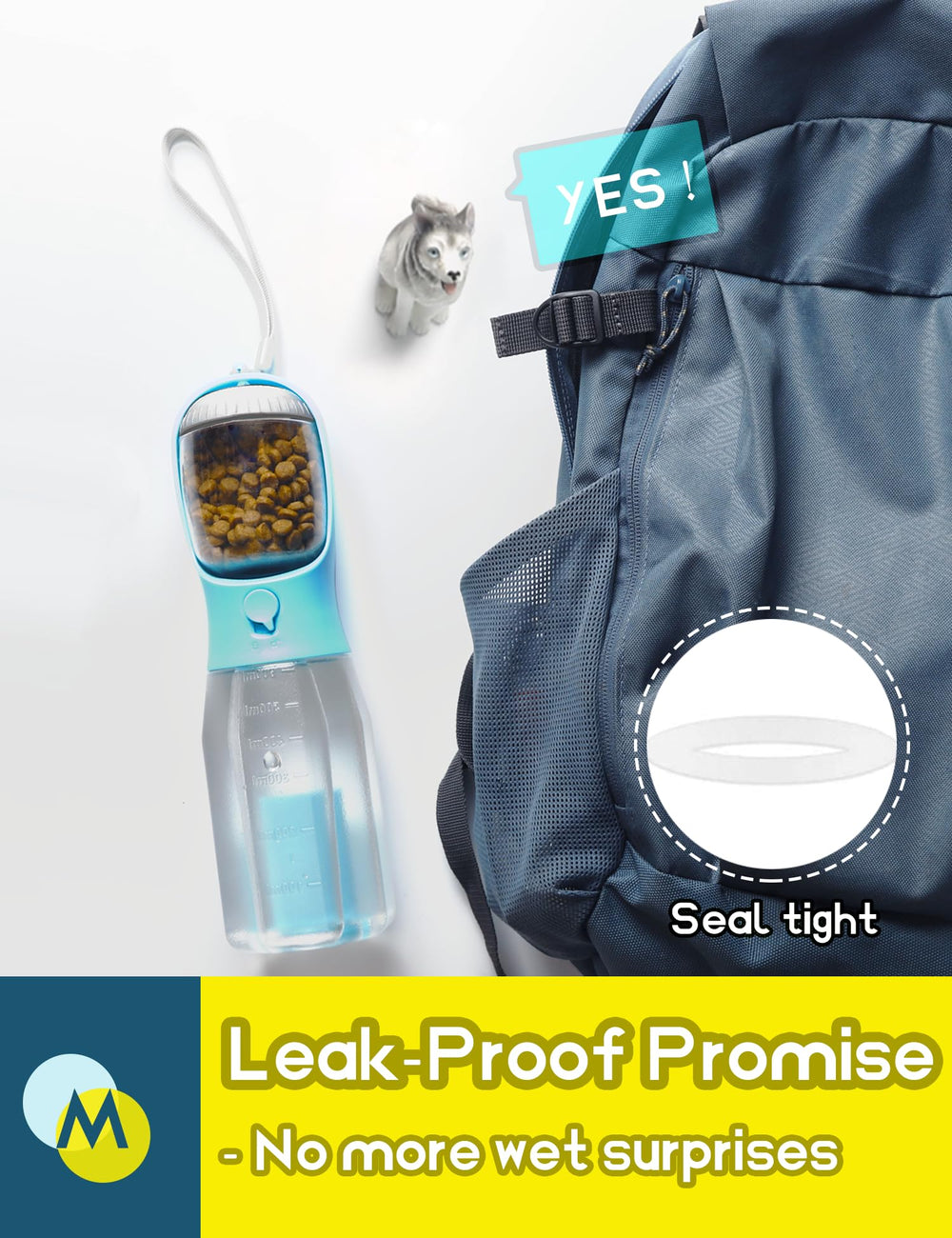 MoonyMars leak-proof seal keeps liquids contained during car rides and hikes.