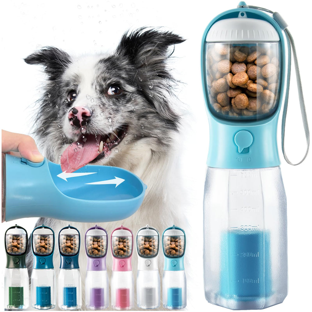 MoonyMars portable water bottle for dogs, blue, 20oz, ideal for on-the-go hydration.