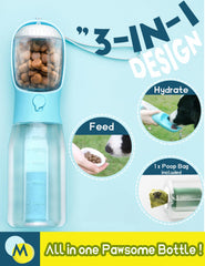 MoonyMars snack compartment with dog bowl, blue, enables quick rewards during walks.