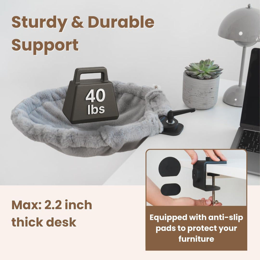 Moose Cozy 180° rotating desk bed offers adjustable, engaging cat vantage.