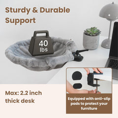 Moose Cozy 180° rotating desk bed offers adjustable, engaging cat vantage.