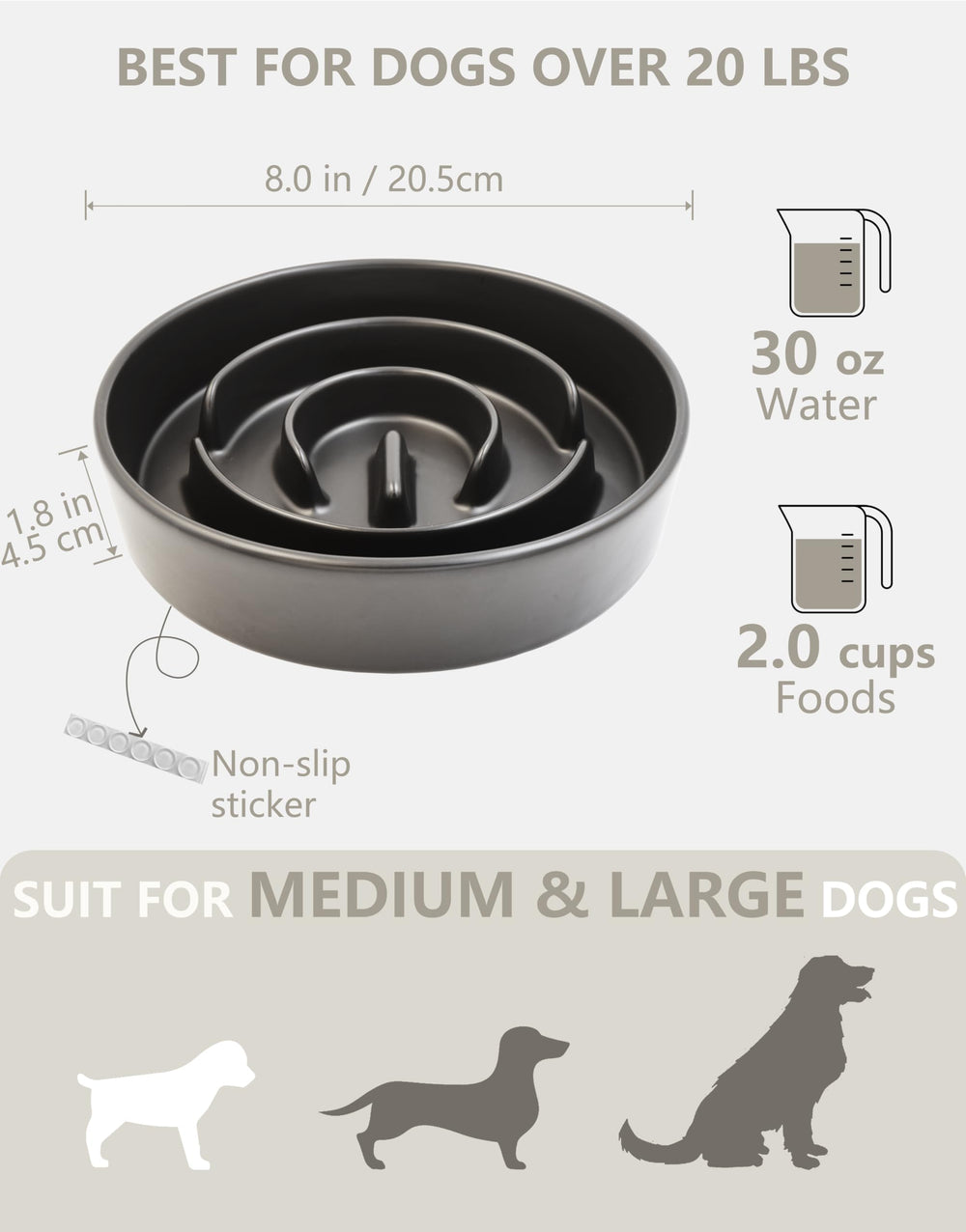 MOPANG bowl with non-slip silicone pads stays steady on floors.