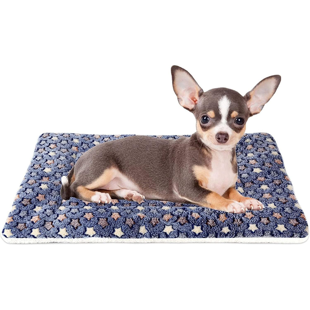 Mora Pets dog bed crate pad with dark blue star print for crate comfort
