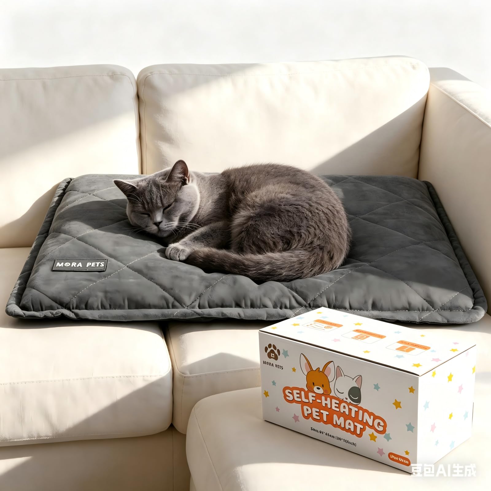 Removable cover keeps Mora Pets self-warming bed easy to wash.