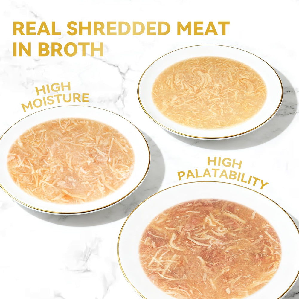 MordyLand three-variety label highlights chicken, tuna-chicken, and salmon-chicken.