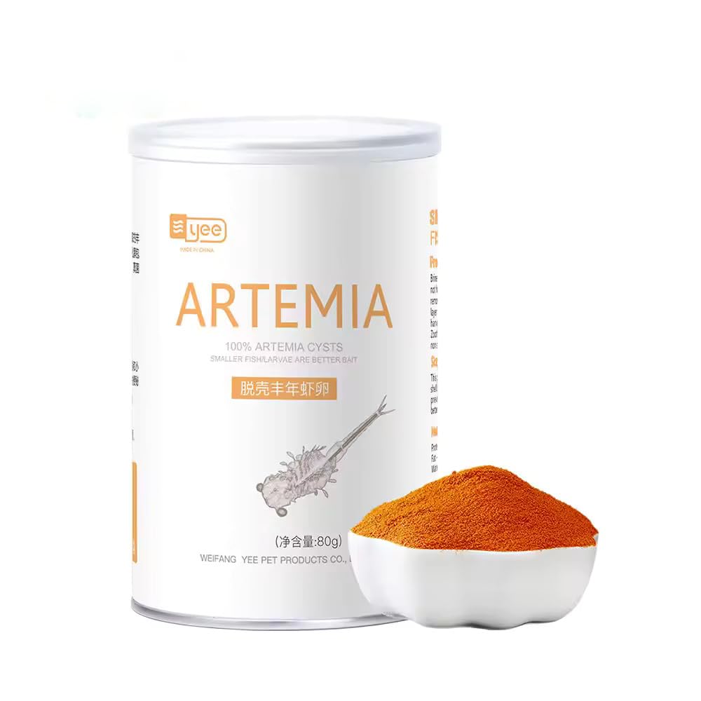 MorexLab decapsulated brine shrimp eggs pack label, protein-rich natural fish food for tropical species