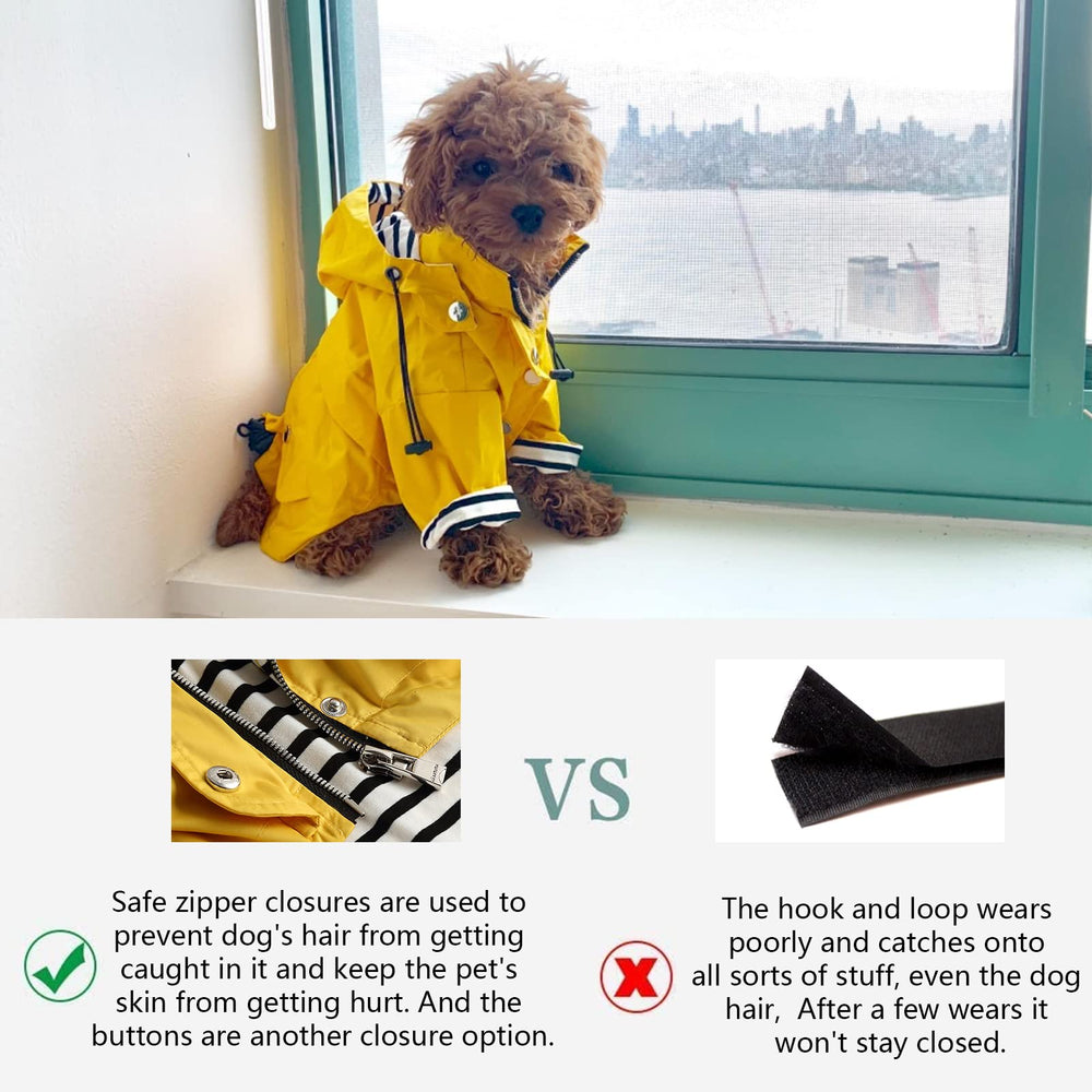 Morezi raincoat harness hole for leash compatibility.