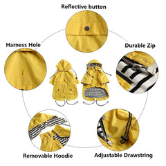 Morezi raincoat with reflective buttons for visibility during walks.