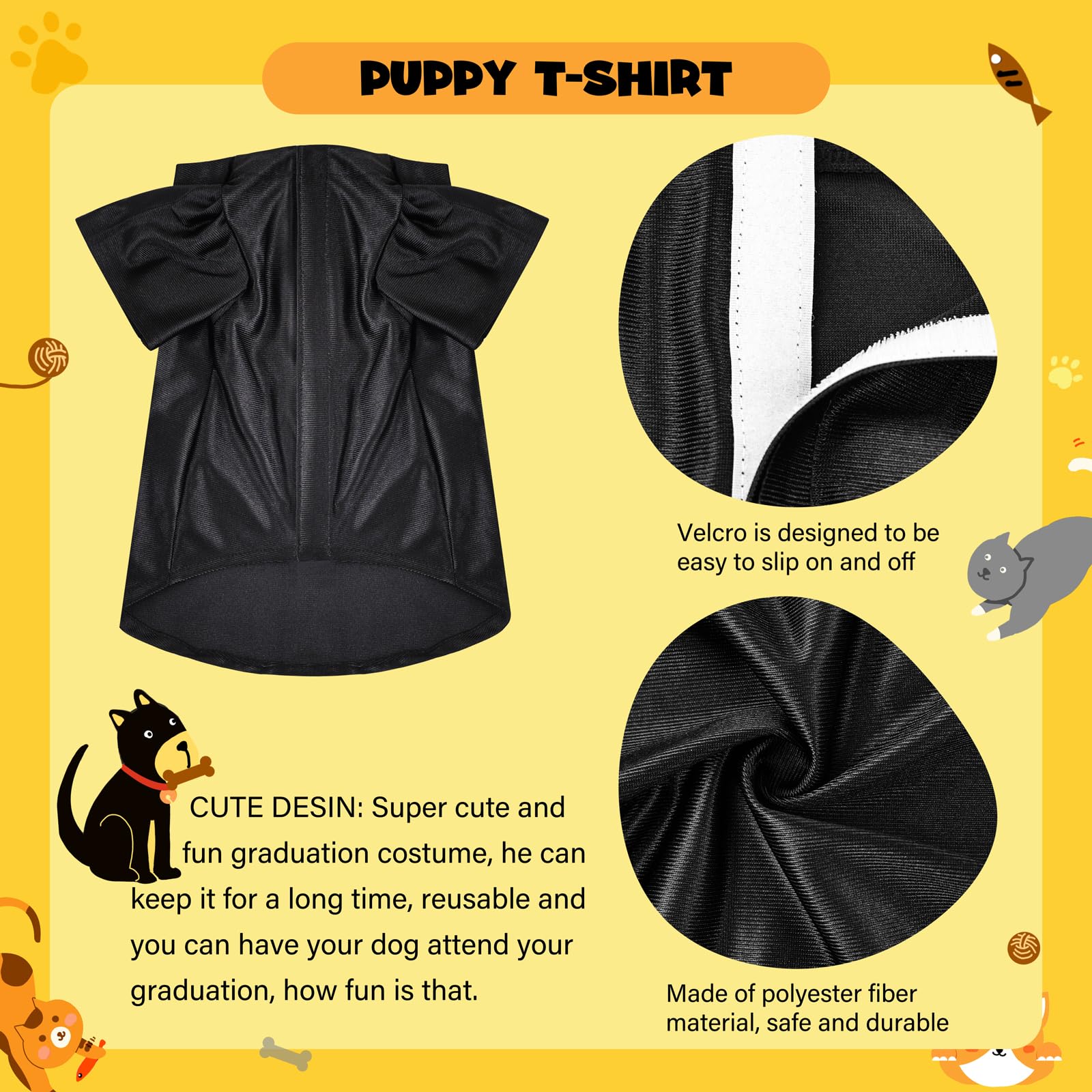 MORFORU dog graduation gown worn by small pet for milestone photos.
