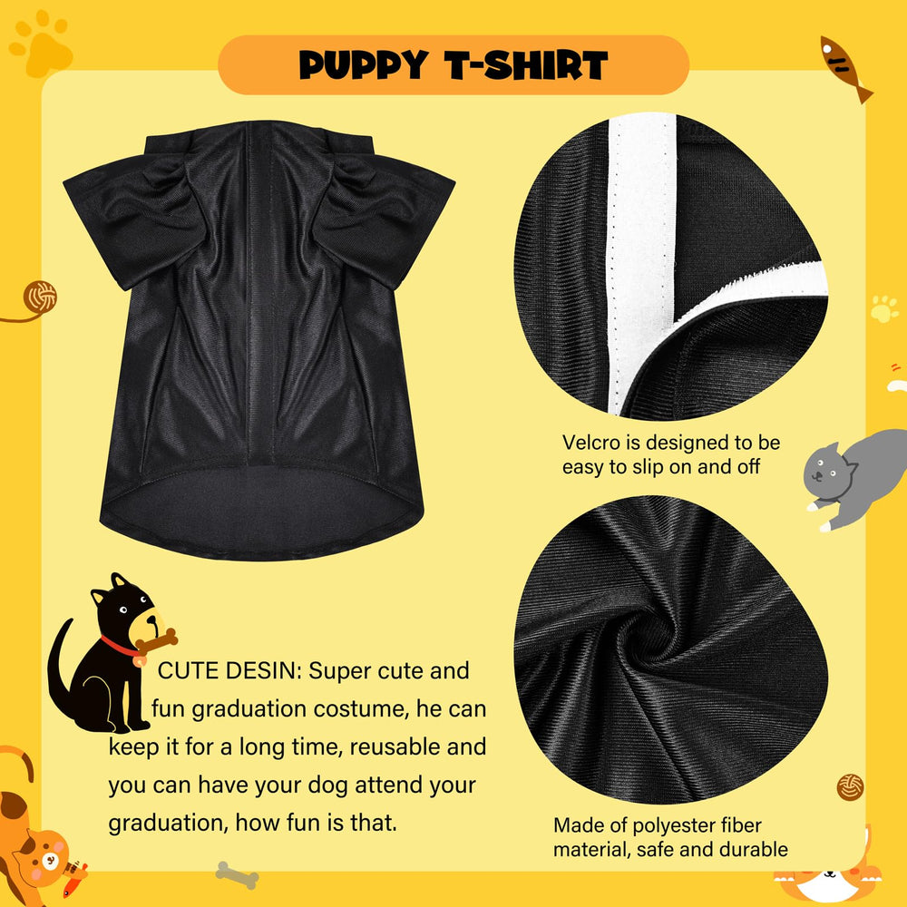 MORFORU dog graduation gown worn by small pet for milestone photos.