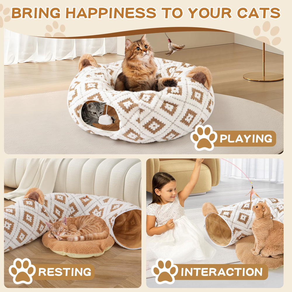 Morikey cat tunnel bed jacquard pattern adds chic home decor