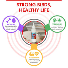 Morning Bird Calcium Plus Liquid being mixed with water illustrates easy integration into routines.