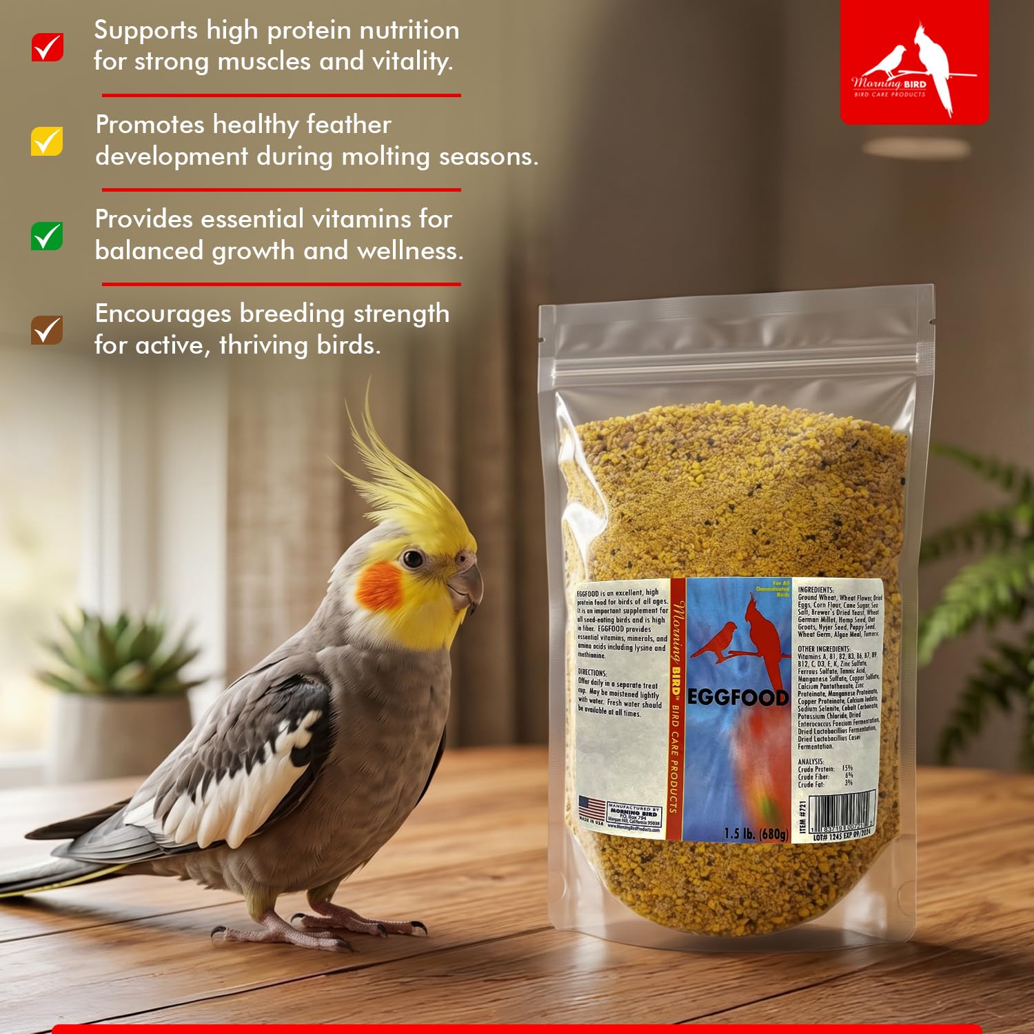 Morning Bird Eggfood moistened-serve illustrates versatility for picky eaters.