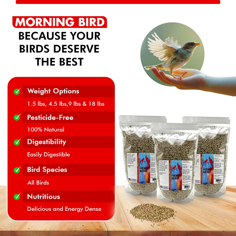 Morning Bird hemp seeds airtight seal container keeps nutrients fresh