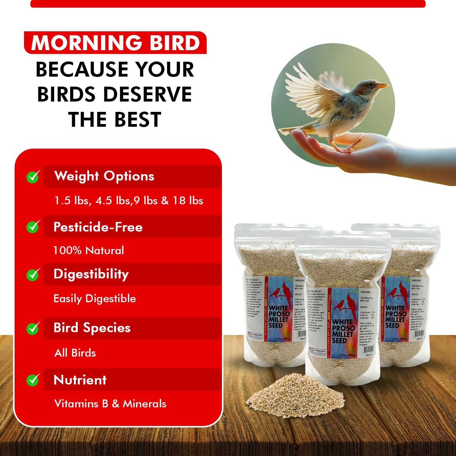 Morning Bird high-energy seed supports active small birds