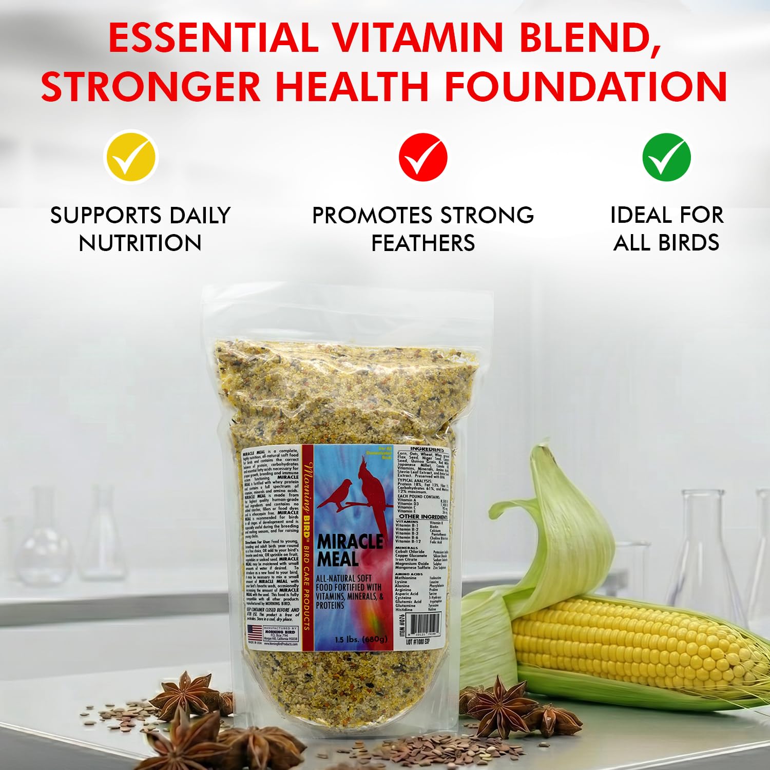 Morning Bird Miracle Meal moistened option adds variety and texture.