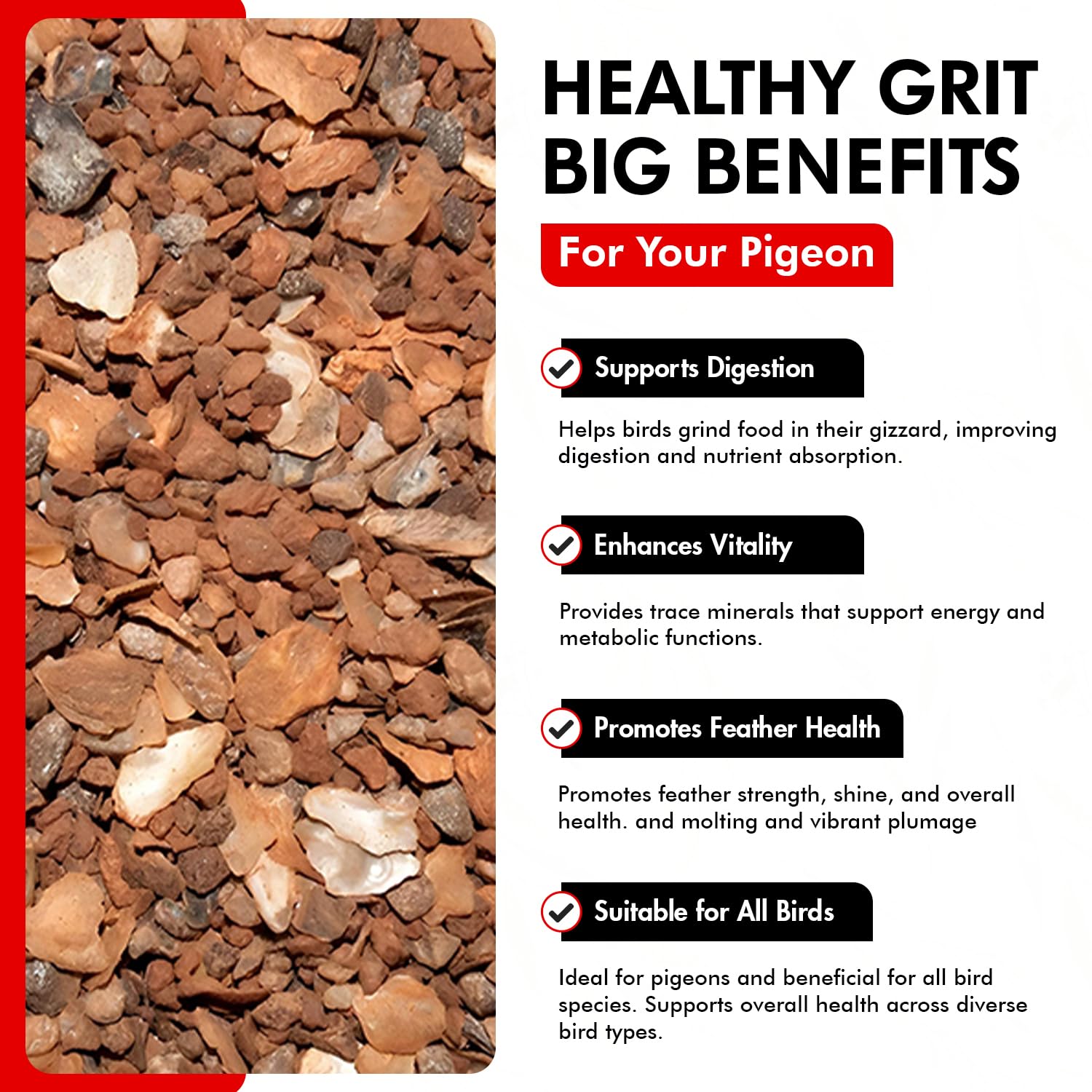 Morning Bird Pigeon Grit USA-made label indicating quality and local sourcing.