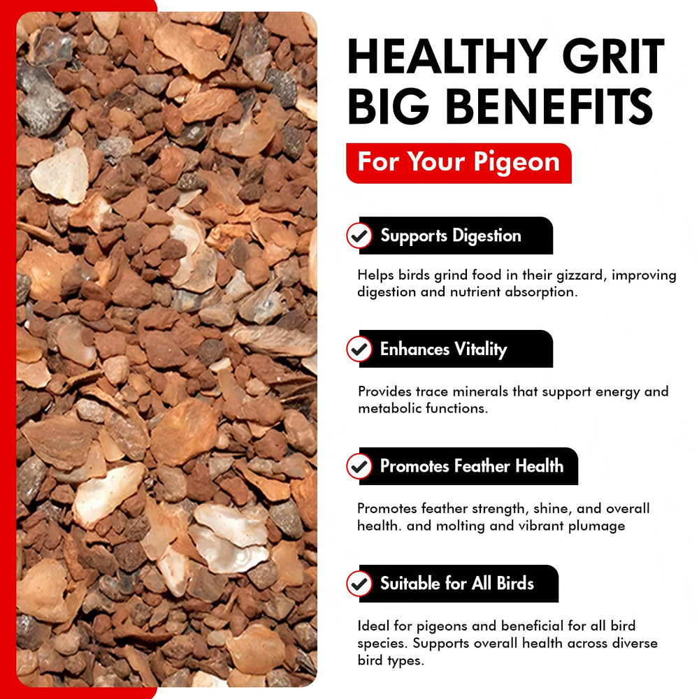 Morning Bird Pigeon Grit USA-made label indicating quality and local sourcing.