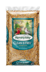 Morning Song clean free seed bag shows a neat, shell-free blend for easy backyard feeding.