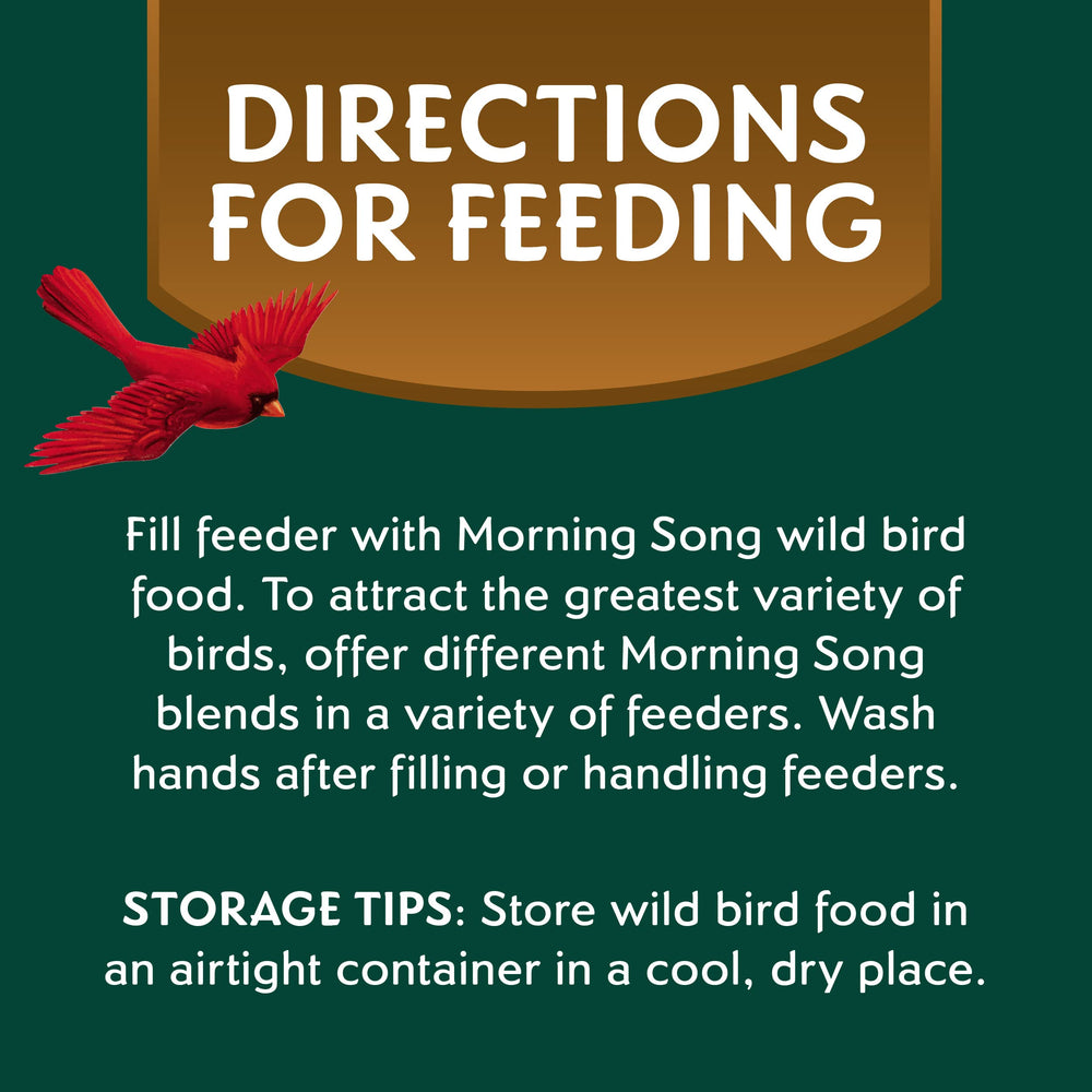 Shell-free Morning Song seeds help keep the feeding area clean.