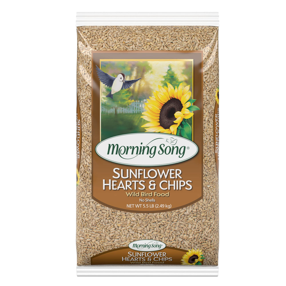Morning Song sunflower hearts bag showing shell-free kernels for easy feeding.