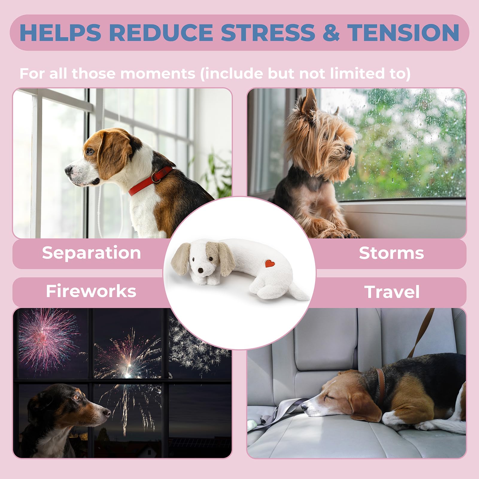Moropaky Heartbeat Toy beside a sleeping puppy for sleep aid