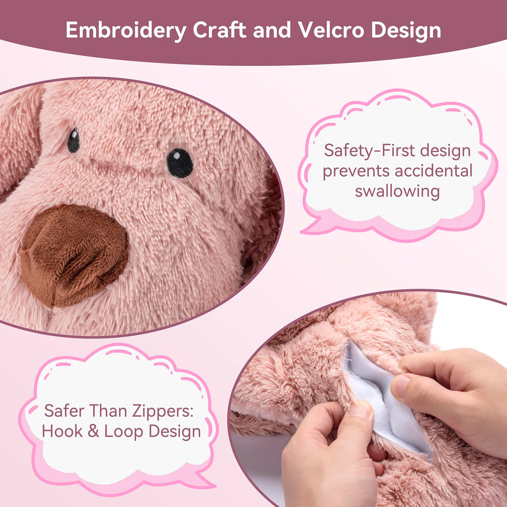 Moropaky Heartbeat Puppy Toy safety design with embroidered eyes