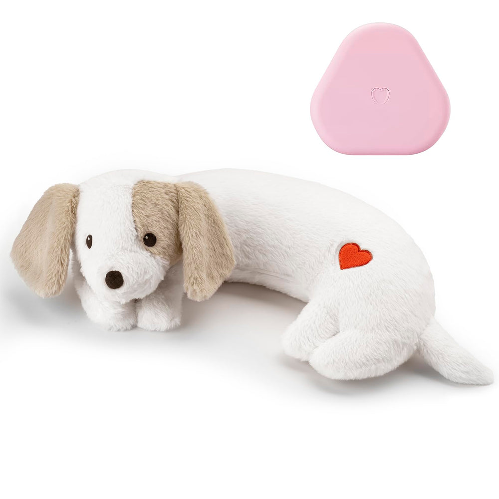 Moropaky Heartbeat Puppy Toy in plush cream for anxiety relief