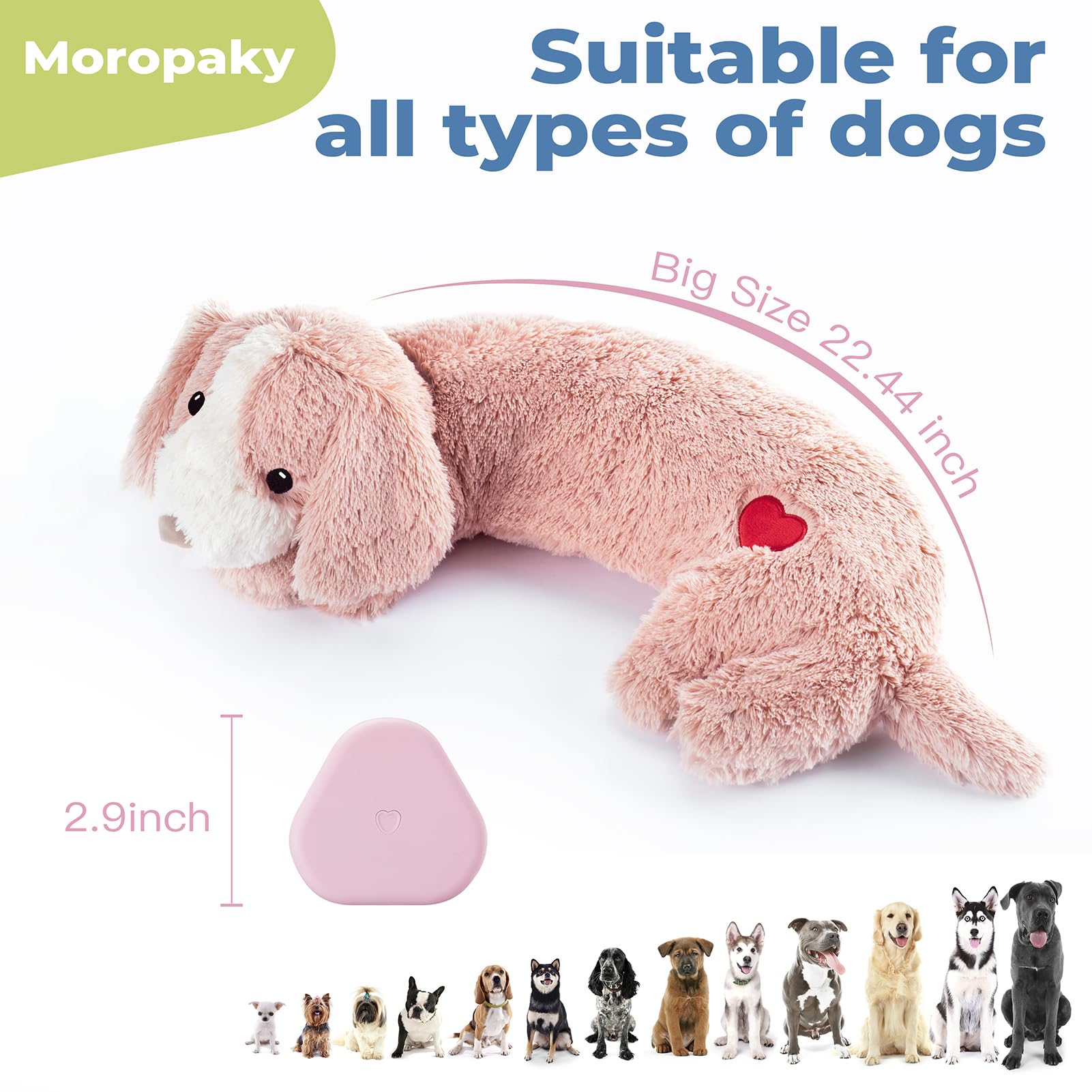 Moropaky heartbeat toy with removable heart battery compartment for washing