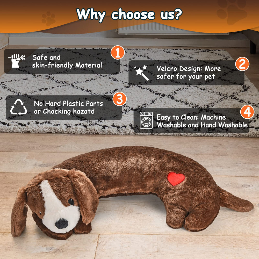 Moropaky Heartbeat Toy beside a sleeping puppy provides night-time comfort.
