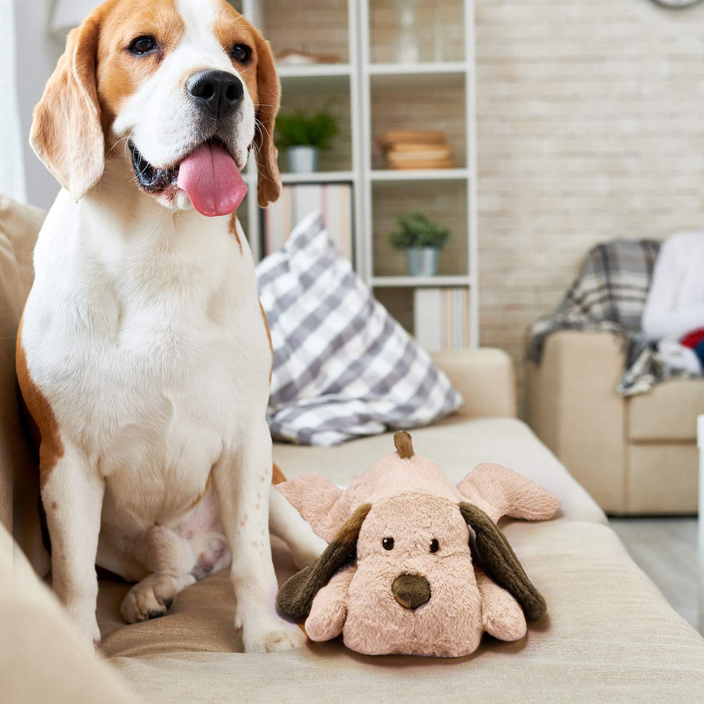 Moropaky Puppy Heartbeat Toy at night providing comforting companionship.