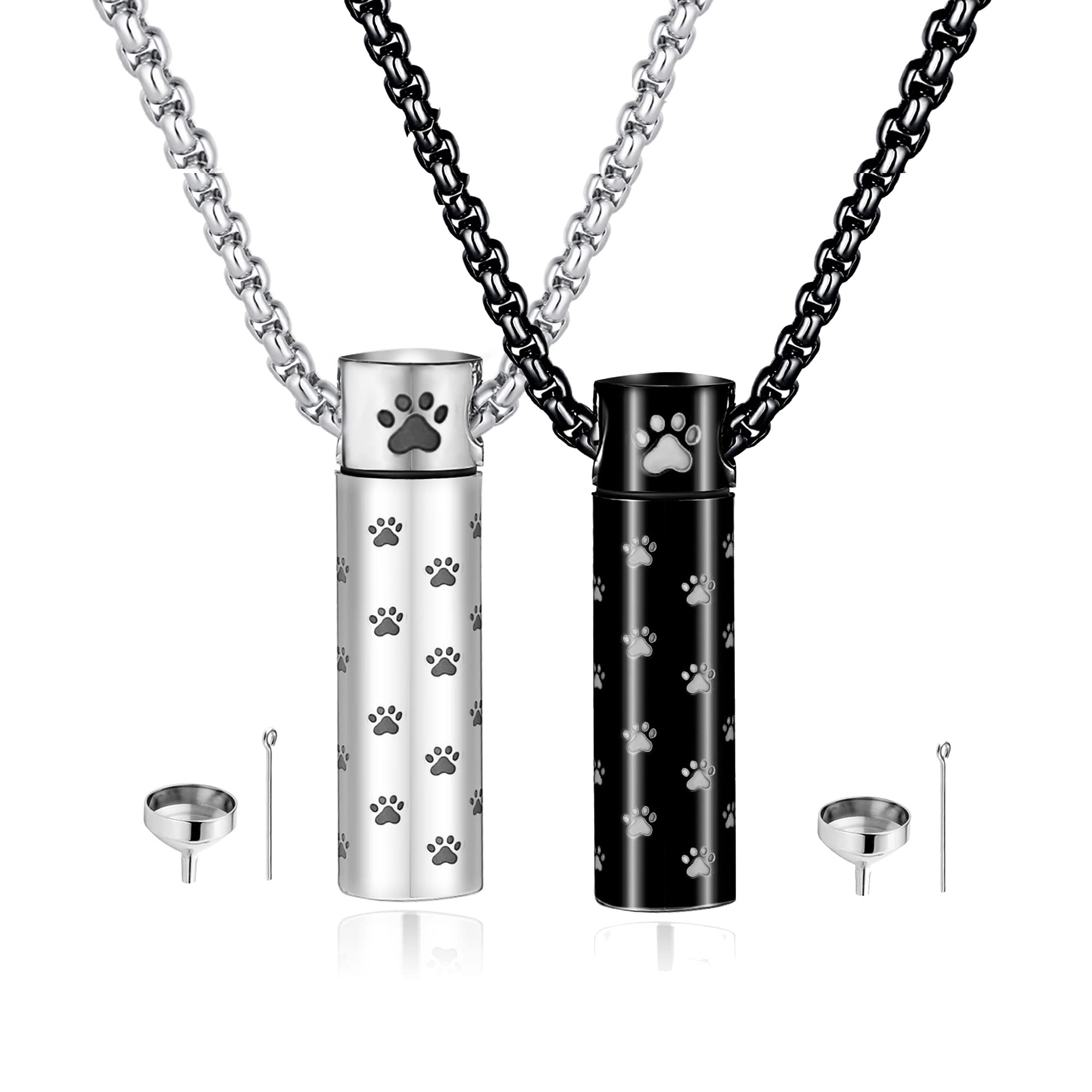 MOROTOLE dog urn necklace with paw print pendant highlighting memorial keepsake for pet ashes.