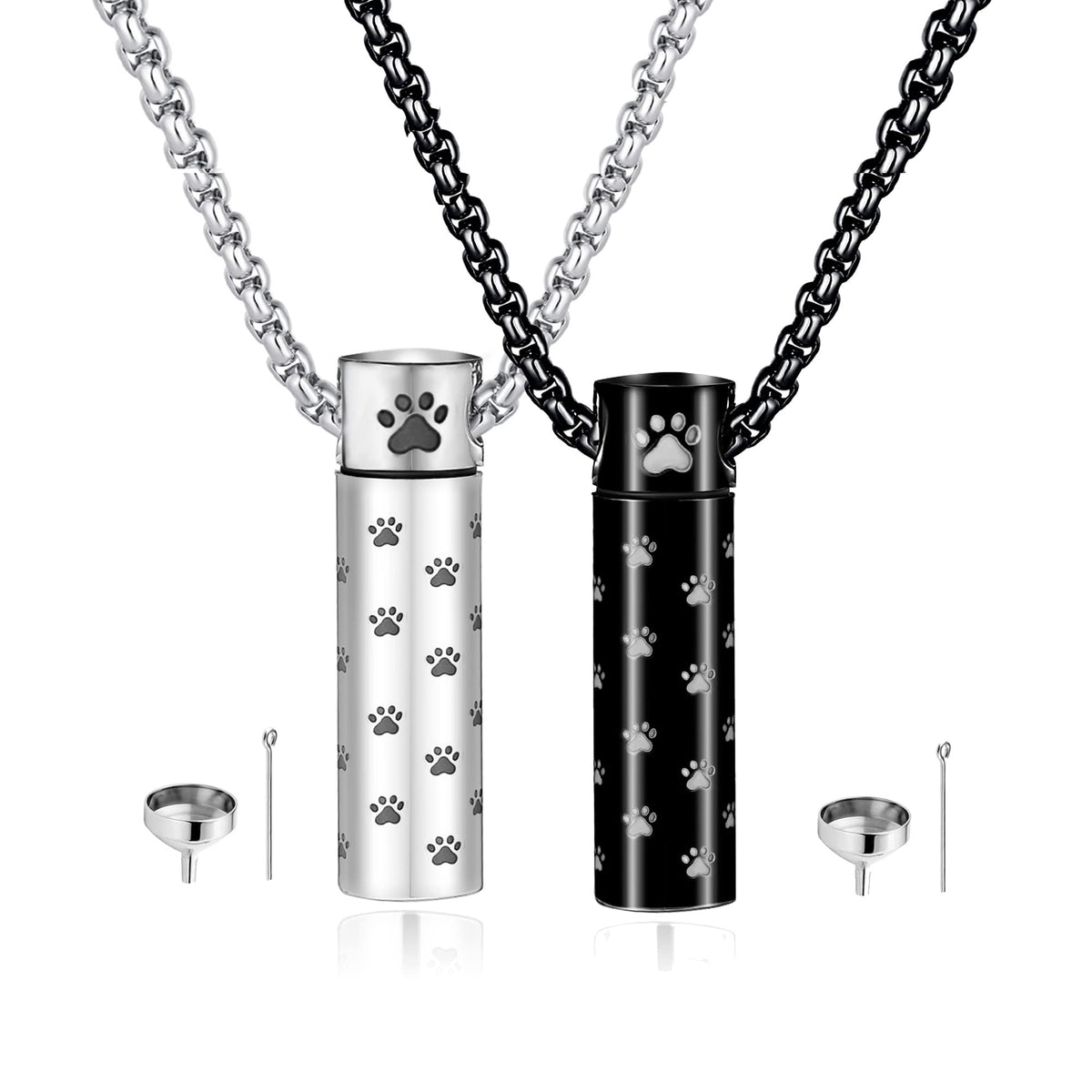 MOROTOLE dog urn necklace with paw print pendant highlighting memorial keepsake for pet ashes.