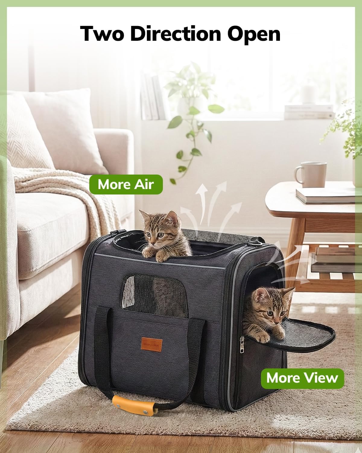 Morpilot Cat Carrier adjustable straps and leather handle for portability