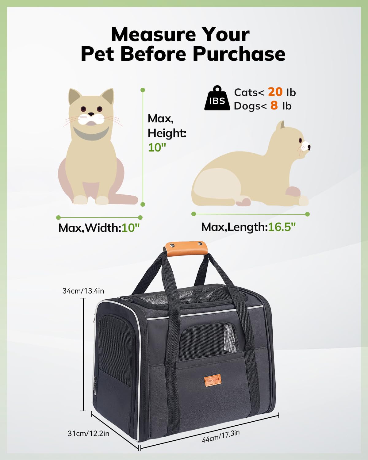 Morpilot Cat Carrier durable snow silk fabric for long trips
