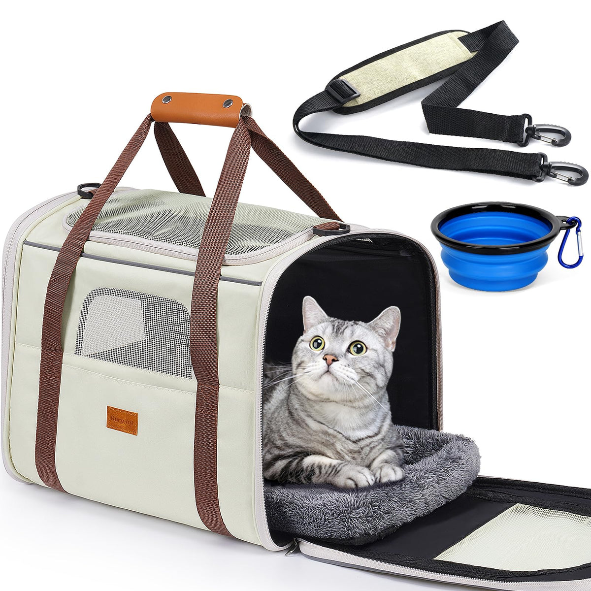 Morpilot cat carrier spacious design for comfortable travel.