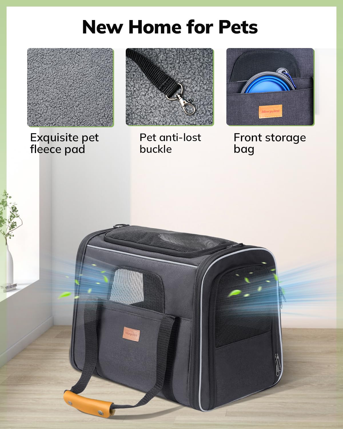 Morpilot collapsible-dog-cat carrier folds flat for easy storage