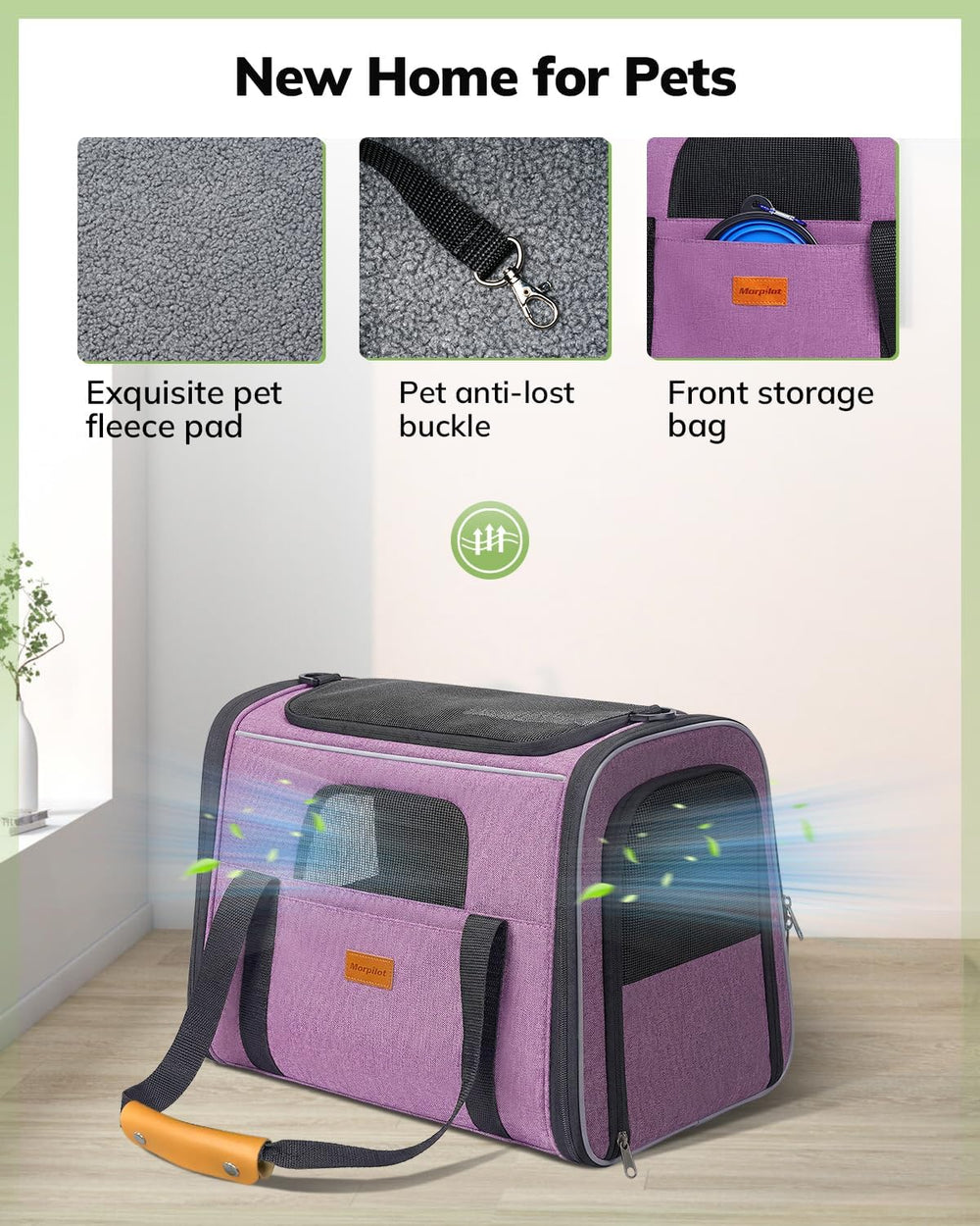 Morpilot Pet Travel Carrier Bag secure zipper system to prevent escapes