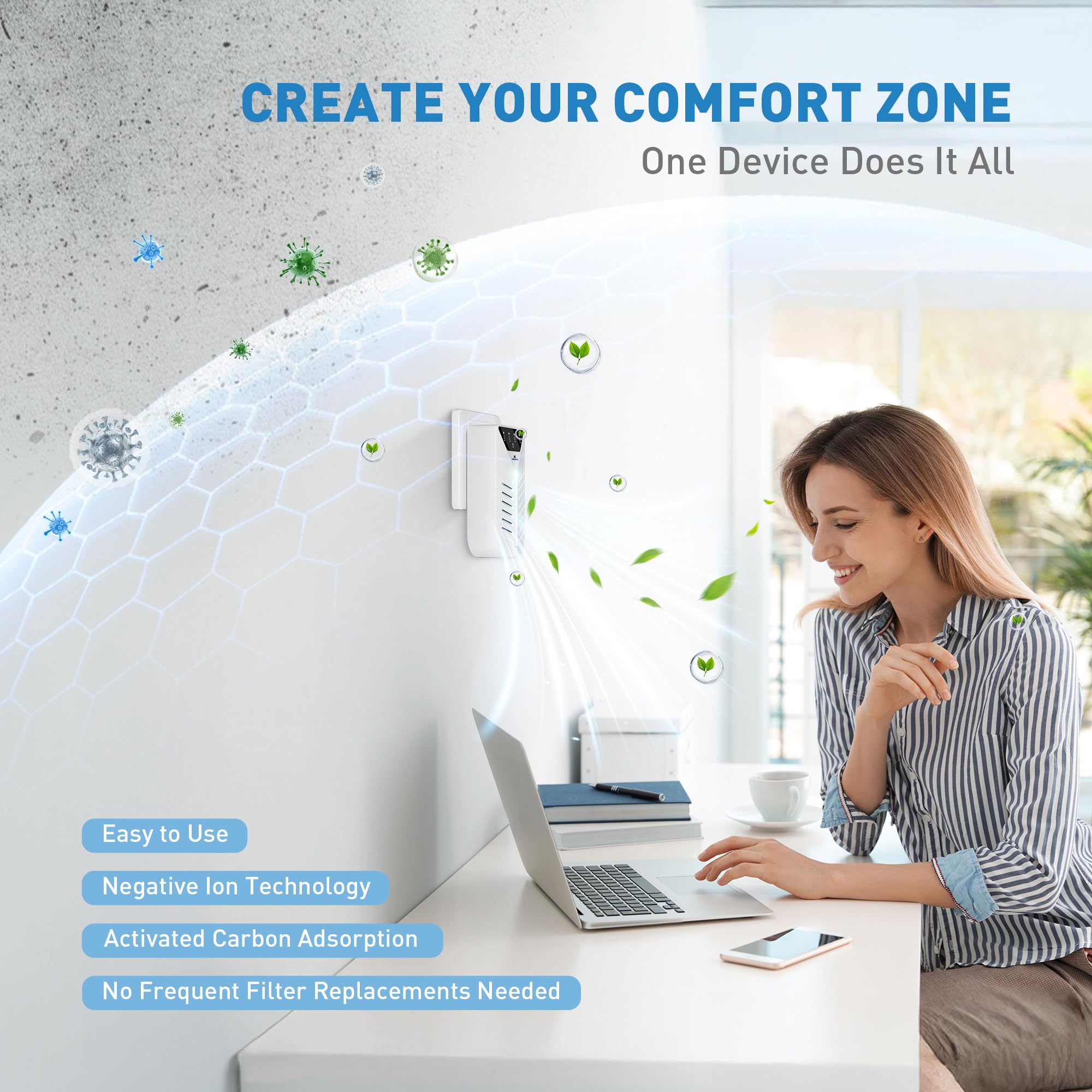 Morrerfresh compact purifier fits bathrooms, bedrooms, and offices.