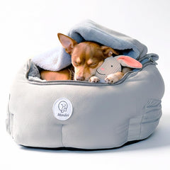 MORULINI orthopedic dog car seat for small dogs with burrow nest keeps anxious pups calm.