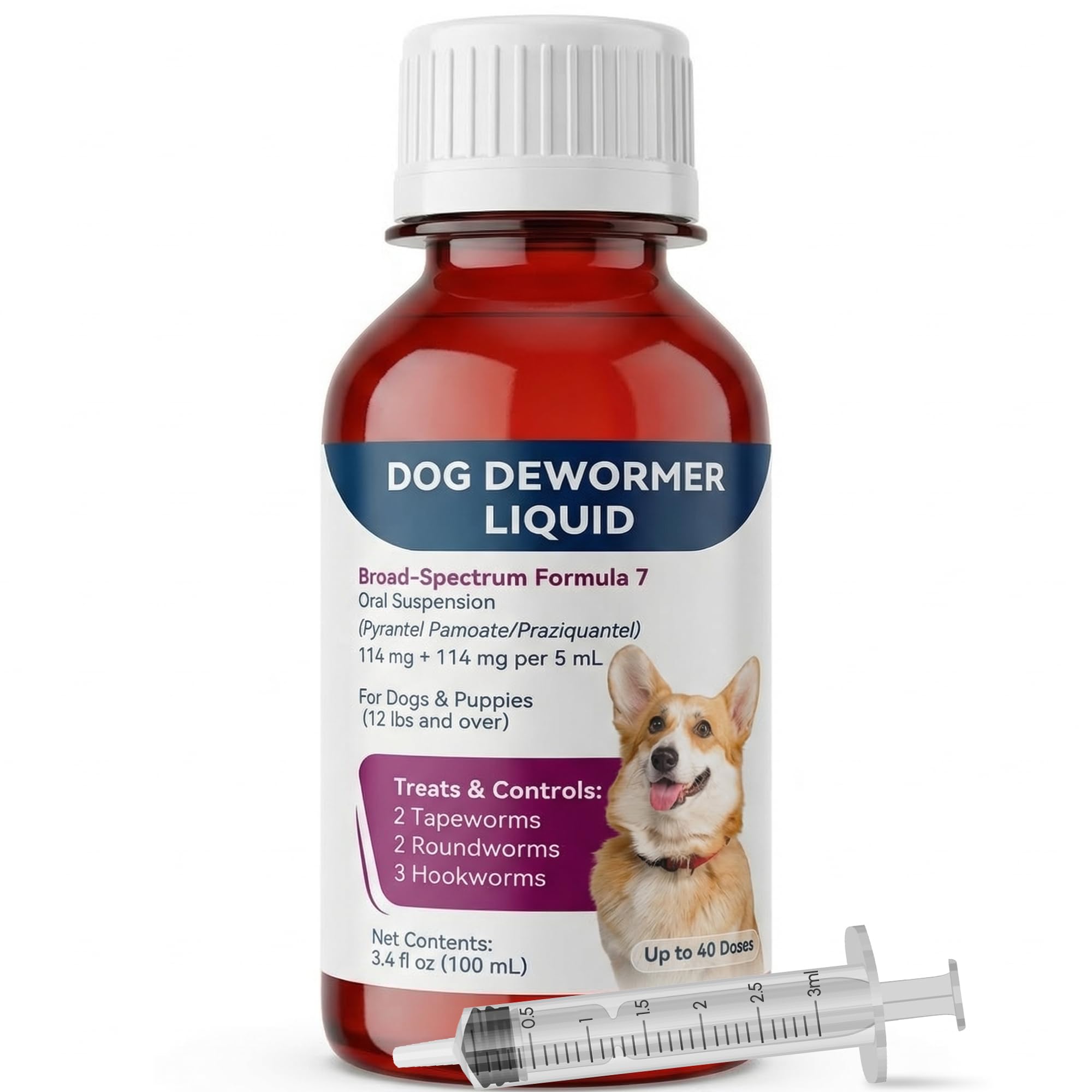 Morvequa liquid dewormer bottle front for easy at-home deworming.